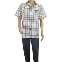Men 2pc Walking Leisure Suit Short Sleeves By DREAMS Checker 283-10 Gray image 2