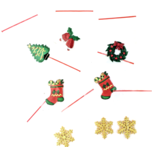 Christmas Embroidered Patches Snowflake Tree Stocking Bells Wreath Lot of 8 - $177.74 MXN