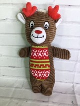 Rite Aid Plush Holiday Moose Toy Stuffed Animal Brown Ribbed Knit With Squeaker - £10.86 GBP