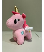 Pink Unicorn Plush Toy with Gold Horn &amp; Wings – Soft Stuffed Animal Gift... - $184.95 MXN