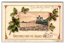 Cliff Casa Natale Greetings From San Francisco Ca Goffrato Udb Cartolina P24 - £15.27 GBP