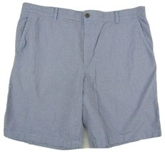 IZOD Flat Front Gray Checked Shorts Men&#39;s Waist 42&quot; Inseam 10&quot; 100% Cotton - $19.80