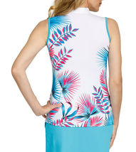 NWT TAIL Harmony Palm Bali Blue Turquoise Sleeveless Mock Golf Shirt S M L & XL image 2