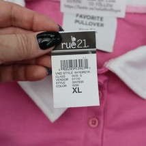 Rue21 Shirt Womens XL Pink Favorite Pullover Chest Button Collared Cropped Top - £20.08 GBP