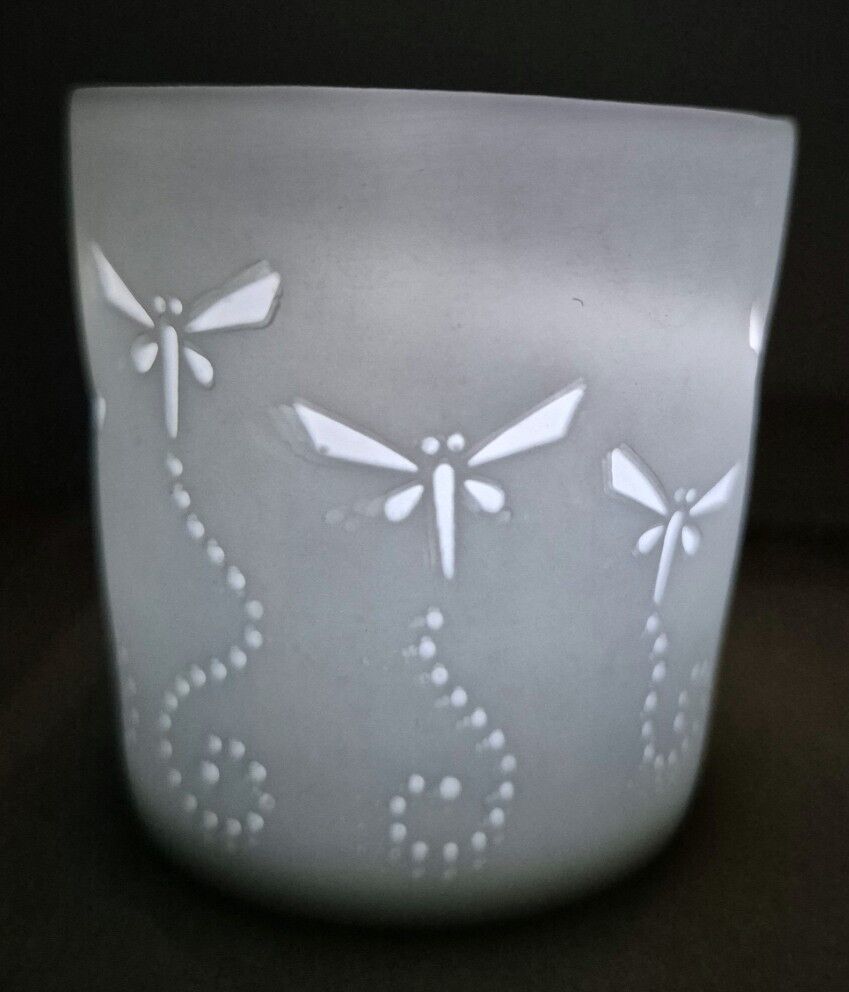 Dragonfly - Lithophane Votive Cup - porcelain - height 6 cm - $4.92