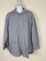 Van Heusen Shirt Men Size XL Gray Pinstripe Button Up Long Sleeve Pocket - £5.50 GBP