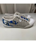 Fergalicious Peace Love Skull Slip-On Sneakers Women 7.5 Gray Blue Roses... - $39.99