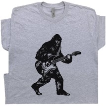 Bigfoot Playing Guitar T Shirt Cool Electric Guitar Shirts Sasquatch Tee Vintage - £15.14 GBP