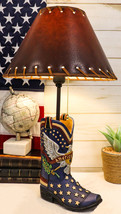 Western Bald Eagle Star Spangled Banner American Flag Cowboy Boot Table Lamp - £54.39 GBP