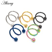 Alisouy 1 piece 16G ball Surgical Steel Double Spiral Twister Barbell Lip Ring E - £8.82 GBP