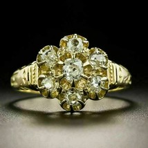 3CT Simulé Diamant Floral Vintage Art Déco Bague 14K Argent Plaqué or Jaune - £116.74 GBP