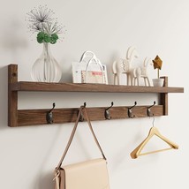 Ambird Wall Hooks With Shelf 28-Point 9-Inch Length Entryway Wall Hanging Shelf - £34.39 GBP