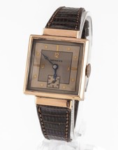Geneve Men&#39;s Art Deco Rose Gold Filled Hand-Winding Watch w/ Leather Band - £668.83 GBP
