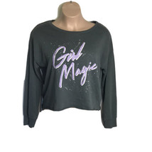 Grayson Threads &quot;Girl Magic&quot; NWT Crop Shirt ~ Sz XXL ~ Gray ~ Long Sleeve  - £13.46 GBP