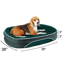 Dark Green Luxury Sofa-Style Pet Orthopedic Bed for Medium Dogs 35&quot;x28&quot;x6 - $560.27 MXN