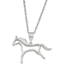 1/10CT Simulated Diamond Horse Pendant Necklace 14K White Gold Over Silver - £53.66 GBP