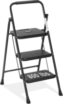 Folding 3 Step Ladder Stool - Lightweight 800Lbs Sturdy Anti-Slip Feet Easy - £42.15 GBP