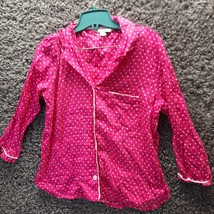 Victoria Secret PJ Top Sleep Shirt Women Medium Pink Polka Dot Barbiecor... - £18.09 GBP