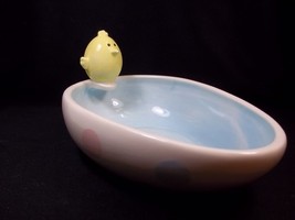 Ceramic egg shaped candy bowl Easter figural chick polka dots Fresh Deco... - $12.30