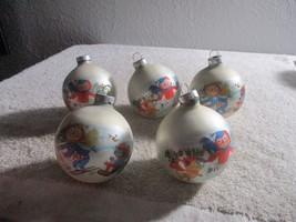 5 Vintage Christmas Tree Blown Glass Raggedy Ann Ornaments 1973 Rare - £27.25 GBP