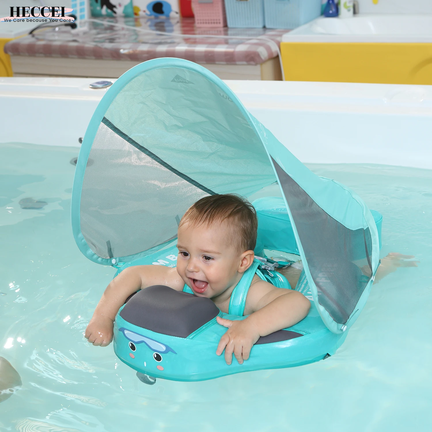 HECCEI Mambobaby Baby Swimming Float with Canopy Tail Non-Inflatable Solid - £73.37 GBP+