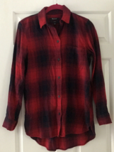 Madewell Women&#39;s Plaid Red And Black Button Down Top Size xxsmall - £10.12 GBP
