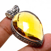 Citrine Topaz Vintage Style Gemstone Ethnic Gifted Pendant Jewelry 1.80&quot; SA 2345 - $7.79