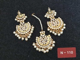 Indian Jewelry Gold Plated Golden Meena Earrings Tikka Kundan Bollywood ... - £22.62 GBP