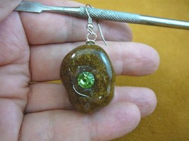 PP2-8 Real MOOSE POOP Green rhinestone doo silver 1 single earring WEIRD... - $12.19