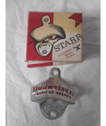 Budweiser Starr Metal Wall Mount Bottle Opener Beer Advertising Busch Ga... - £15.65 GBP