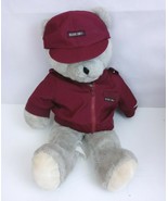 Vintage 1984 AMC Gray Teddy Bear In Burgandy Bears Only Jacket &amp; Cap 21&quot;... - £18.93 GBP