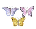 Pastel Butterfly Wall Plaques Set 3  Poly Stone Spring Garden Pink Purpl... - $54.44