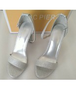 Chic Pier Linvale Women&#39;s Size 8 Silver Glitter Block Heel Sandals - NEW - £51.66 GBP