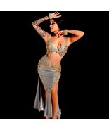 Custom Belly Dance Costume: Luxury Crystal Bra, Belt &amp; Skirt - $649.00