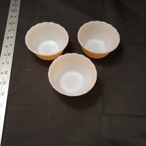 3 Fire King Peach Lustre #424 6oz Ramekins Scalloped Milk Glass Custard ... - £7.47 GBP