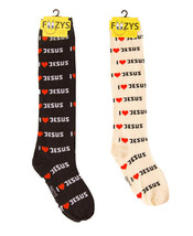 I Love Jesus Socks Knee High Novelty Dress Casual SOX  Foozys 2 Pair 9-1... - £9.69 GBP