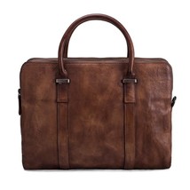 Men Business Genuine Leather Briefcase, Messenger Bag, Laptop Shoulder Bag - £194.39 GBP