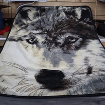 Wolf Blanket Faux Fur Throw Majestic Boho Forrest 62x48 Black White Gray - £20.55 GBP