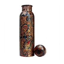 Sparsh Pure Copper Bottle Printed Engraved &amp; Antique Design No Joint 100% Pure - £21.36 GBP