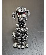 Vintage 1960s Poodle Pin Brooch Black White Antiqued Red RHinestone Eyes... - €26,97 EUR