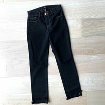J Brand Distressed Step Hem Straight Leg Jeans Lawless Black sz 26 NWOT - £30.92 GBP