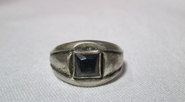 Vintage Sterling Silver Bell Trading Post Hematite Ring Size 8 1/2 K1107 - £38.76 GBP