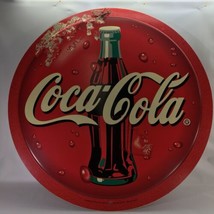 Coca Cola Round Sign Plastic Paul Flum Ideas 22-1/4&quot;x1/2&quot; Double Sided 1980-1990 - £16.43 GBP