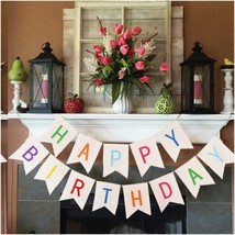 Colorful Celebration Bunting: Vibrant Burlap Happy Birthday Banners for Adults &amp; - £21.81 GBP