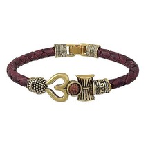 Trishul Damru OM Rudraksha Gold Plated Mahadev Mahakal Shiva Kada Bracelet - $29.69