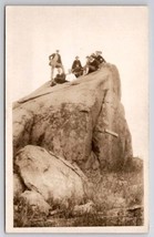 RPPC People On Top Large Boulder Rock Near Crawford Lodge Ely MN Postcard G36 - £15.83 GBP