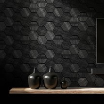 For Bedrooms Or Bathrooms, Simonandsiff&#39;S Black Textured Wallpaper With 3D - £47.63 GBP