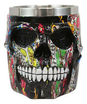 Ebros Black Day of The Dead Sugar Skull Coffee Mug 13Oz Novelty Tankard Cup - £20.70 GBP