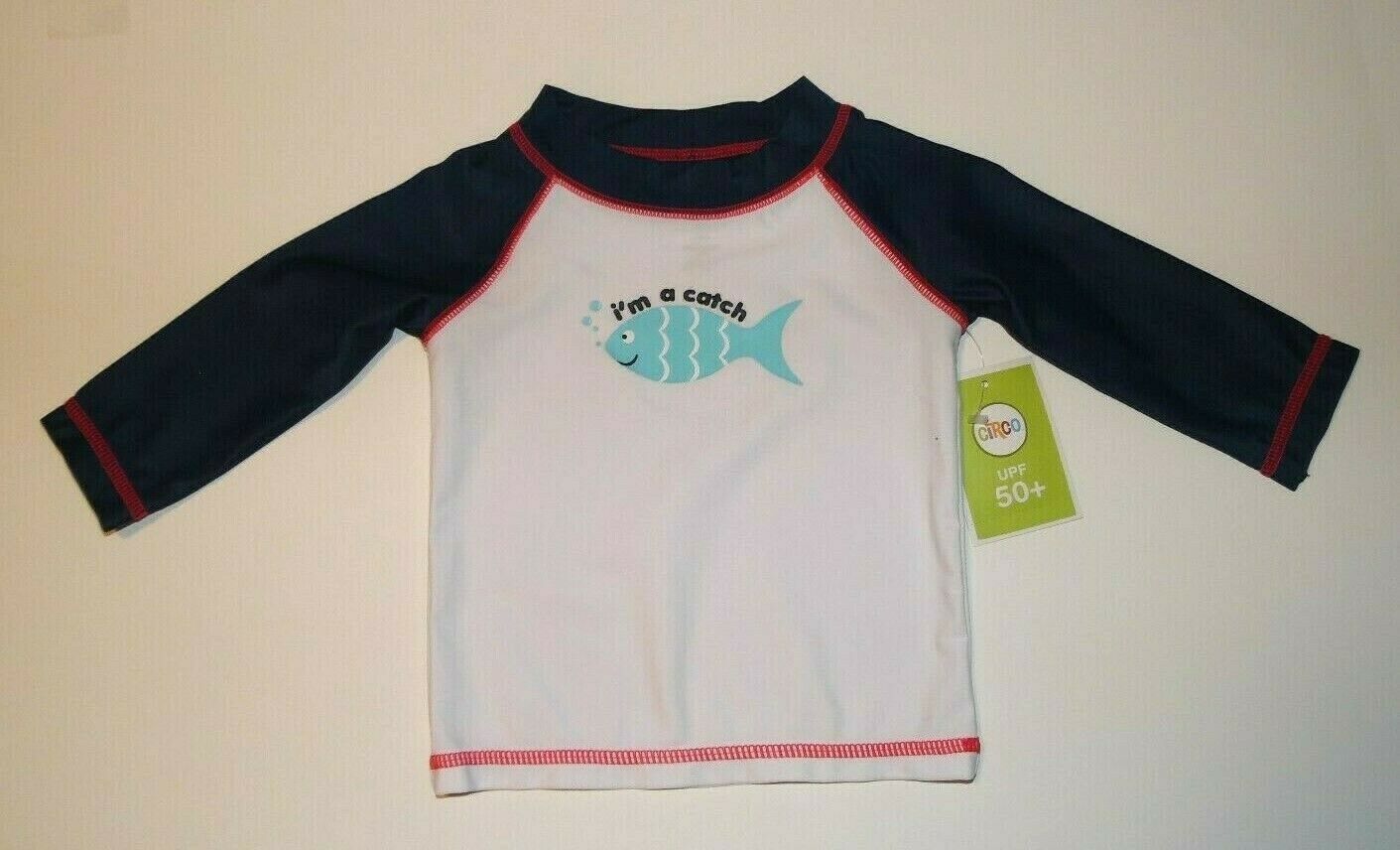 CIRCO Baby/Infant RASHGUARD Swim Top BLUE+WHITE 3-6 / 6-9 Months BOY Upf 50 - £6.38 GBP