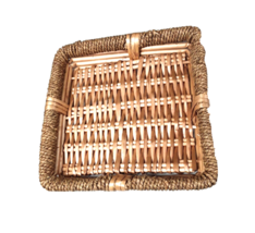 Medium Square Wicker Rattan Woven Basket Baskets Geometric 11&quot; x 11&quot;  - £12.04 GBP